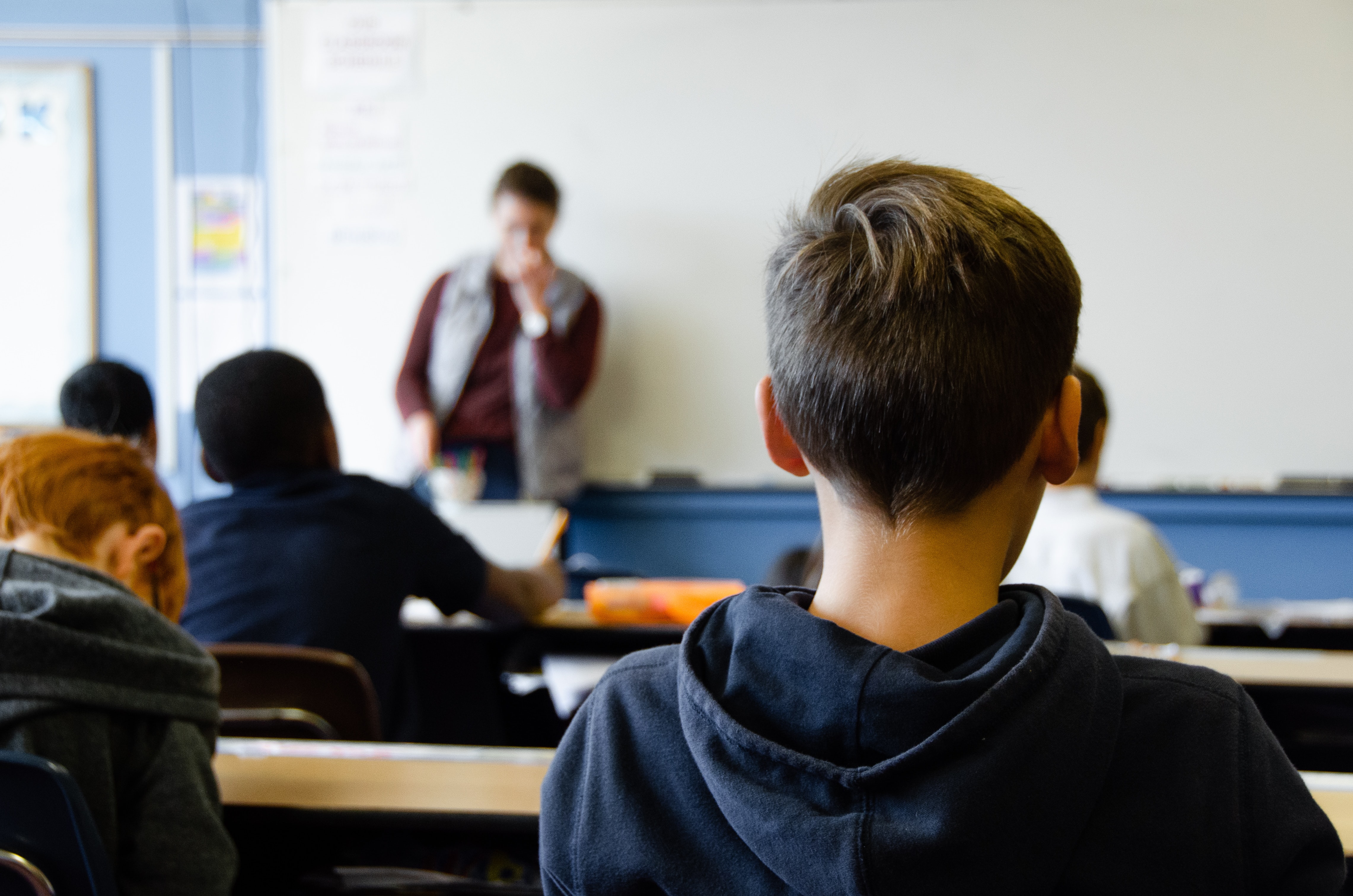 A classroom from a student's perspective.